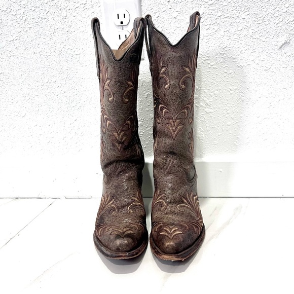 CIRCLE G WOMEN'S SCROLLING EMBROIDERY WESTERN BOOTS - SNIP TOE 6 - Picture 3 of 10